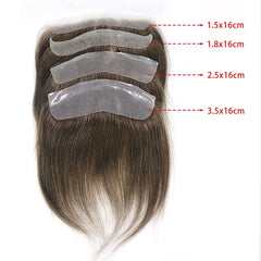 0.06mm Ultra Thin Skin Men Toupee For Forehead #4 Brown Front Hairline Patch For Male Human Hair Wig Capillary Prosthesis Peruk