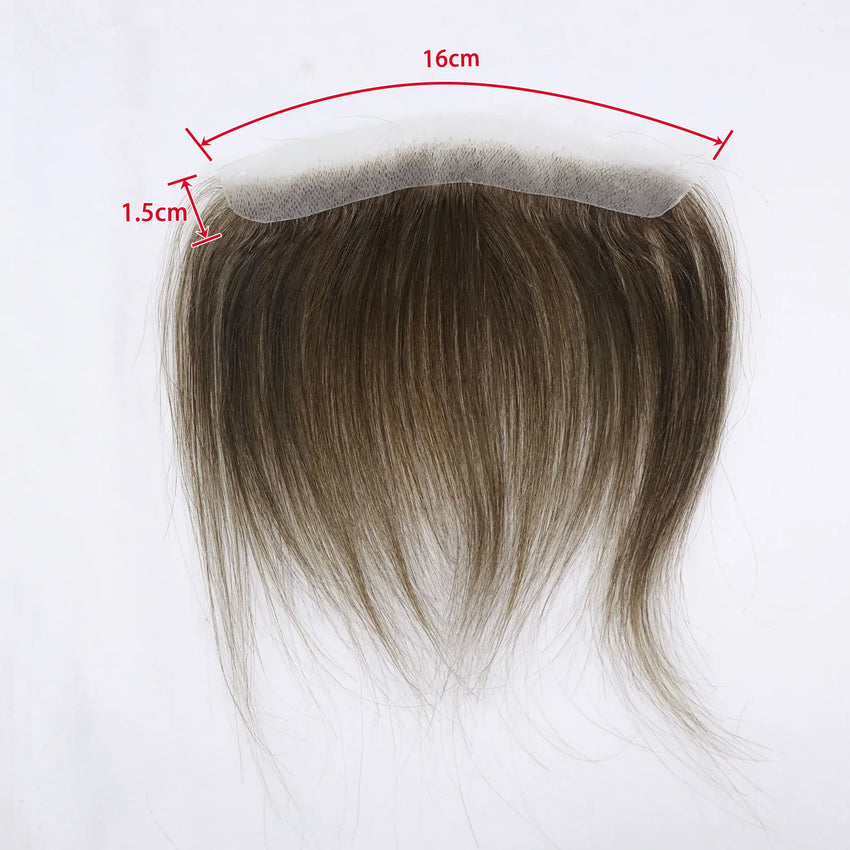 0.06mm Ultra Thin Skin Men Toupee For Forehead #4 Brown Front Hairline Patch For Male Human Hair Wig Capillary Prosthesis Peruk