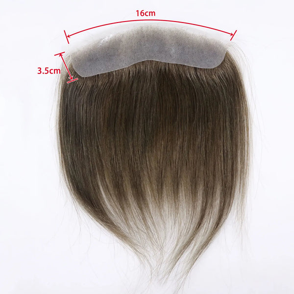 0.06mm Ultra Thin Skin Men Toupee For Forehead #4 Brown Front Hairline Patch For Male Human Hair Wig Capillary Prosthesis Peruk