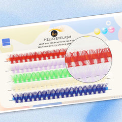 100 PCS Christmas DIY Lash Cluster Colorful Individual Manga Lashes Extension Kit Natural False Eyelashes Bunches