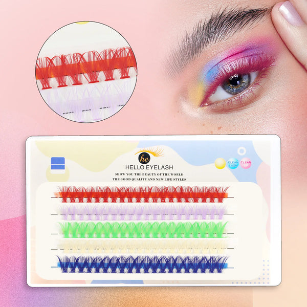 100 PCS Christmas DIY Lash Cluster Colorful Individual Manga Lashes Extension Kit Natural False Eyelashes Bunches