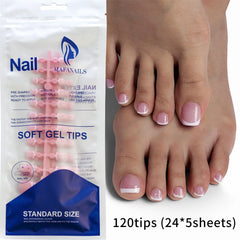 120Pcs French Short Square Artificial Press On Toenails Nude Pink Full Cover False Toe Nails Fake Toe Nail Extension For Women