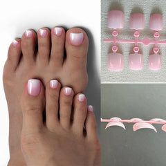 120Pcs French Short Square Artificial Press On Toenails Nude Pink Full Cover False Toe Nails Fake Toe Nail Extension For Women