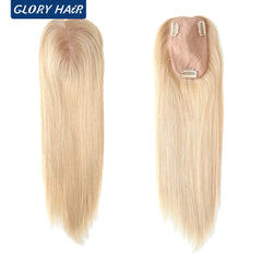 14&quot; 16&quot; Hair Toppers for Women Silk Top Toupee Hairpiece 3 Clip In Blonde Hair Capillary Prosthesis for for White Women