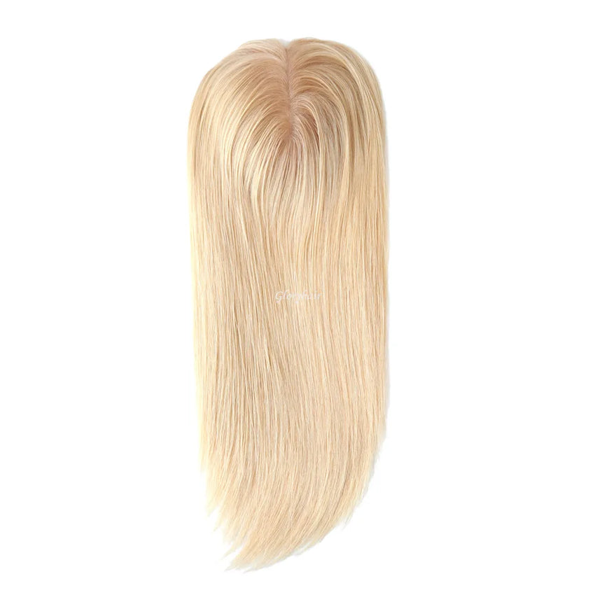 14&quot; 16&quot; Hair Toppers for Women Silk Top Toupee Hairpiece 3 Clip In Blonde Hair Capillary Prosthesis for for White Women