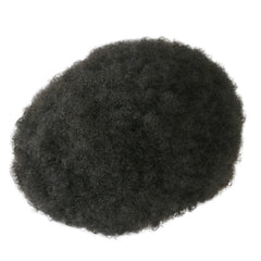 #1B #1 6mm Afro Men's Wig 100% Human Hair Toupee for Men Indian Remy Hair Men's Skin Prosthesis Capillary System