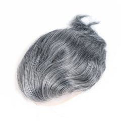 #1B80 Toupee for Men Fine Mono Wave Male Wigs Human Hair Replacement System Men's Prosthesis 8x10 Grey Hairpiece Units