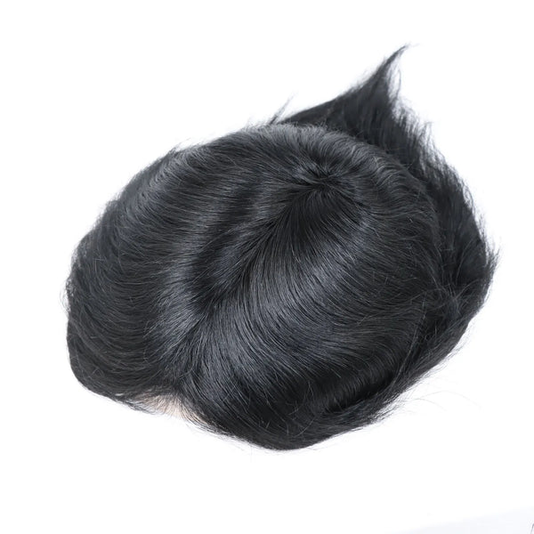 #1B80 Toupee for Men Fine Mono Wave Male Wigs Human Hair Replacement System Men's Prosthesis 8x10 Grey Hairpiece Units