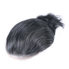 #1B80 Toupee for Men Fine Mono Wave Male Wigs Human Hair Replacement System Men's Prosthesis 8x10 Grey Hairpiece Units