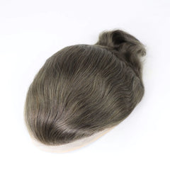 #1B80 Toupee for Men Fine Mono Wave Male Wigs Human Hair Replacement System Men's Prosthesis 8x10 Grey Hairpiece Units