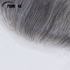 Grey Straight Man Toupee 1b 60V Style Frontal Hairline For Men Human Hair 0.06mm Ultra Thin Skin PU Men's Capillary Prosthesis