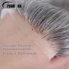 Grey Straight Man Toupee 1b 60V Style Frontal Hairline For Men Human Hair 0.06mm Ultra Thin Skin PU Men's Capillary Prosthesis