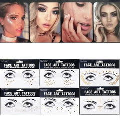 1pcs Flash Tattoo Waterproof Stars Choker Pattern Freckles Gold Face Tattoo Sticker Eye Decals Bride Tribe Girl Party Body Art