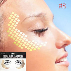 1pcs Flash Tattoo Waterproof Stars Choker Pattern Freckles Gold Face Tattoo Sticker Eye Decals Bride Tribe Girl Party Body Art