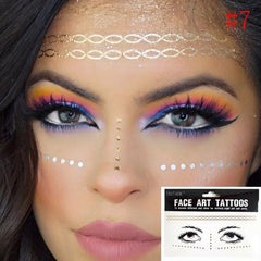 1pcs Flash Tattoo Waterproof Stars Choker Pattern Freckles Gold Face Tattoo Sticker Eye Decals Bride Tribe Girl Party Body Art