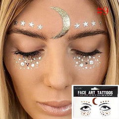 1pcs Flash Tattoo Waterproof Stars Choker Pattern Freckles Gold Face Tattoo Sticker Eye Decals Bride Tribe Girl Party Body Art