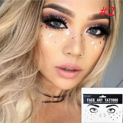 1pcs Flash Tattoo Waterproof Stars Choker Pattern Freckles Gold Face Tattoo Sticker Eye Decals Bride Tribe Girl Party Body Art