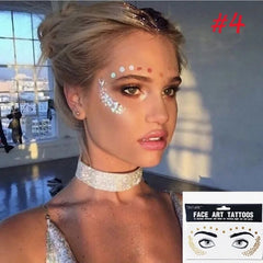 1pcs Flash Tattoo Waterproof Stars Choker Pattern Freckles Gold Face Tattoo Sticker Eye Decals Bride Tribe Girl Party Body Art