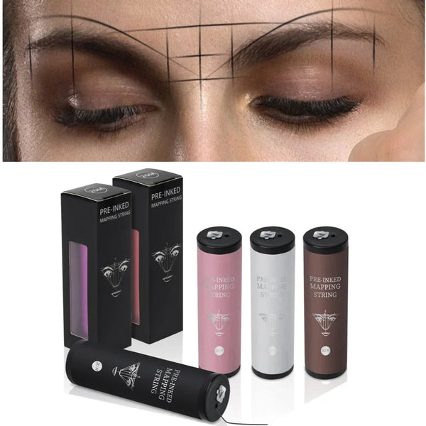 20M Microblading Mapping String Pre-Inked Eyebrow Marker Thread Tattoo Brows Positioning Dyeing Line PMU Measuring Tool