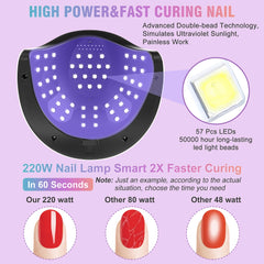 220W Nail Drying Lamp 57 LEDs Lamp For Nails Professional Lamps for Manicure Cabin UV LED Gel Nail Dryers High Power Nail Lamps