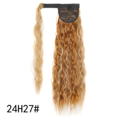 22inch 100g Synthetic Corn Wavy Long Ponytail For Women Hairpiece Wrap On Clip Hair Extensions Black Brown Pony Tail Blonde Hair