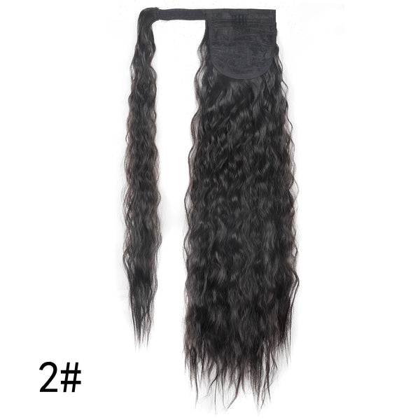 22inch 100g Synthetic Corn Wavy Long Ponytail For Women Hairpiece Wrap On Clip Hair Extensions Black Brown Pony Tail Blonde Hair