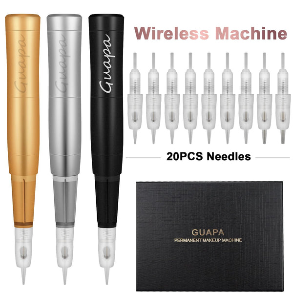 3 Colors Microblading Permanent Makeup Machine Wireless Tattoo Eyebrow Pen Professional PMU Pen Equipment with 20pcs Cartridge