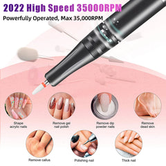 35000RPM Manicure Machine Electric Nail Drill Portable Nail Lathe Electric Manicure Cutter Set Nail Gel Polisher Salon Equipment