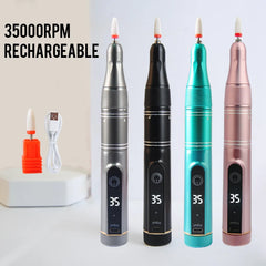 35000RPM Rechargeable Nail Drill Machine Portable Manicure Drill Nail Cuticle E-File Nail Polisher Cordless Nail Drill Machine