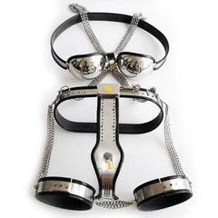 Love Toys 3pcs/Set Chastity Belt Stainless Steel Bra Thigh Ring Metal BDSM Fetish Device Sex Toys For Women Man Gay Slave Bondage