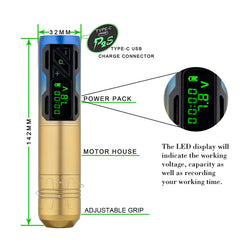 4.0mm Stroke EZ Portex Gen 2S Wireless Battery Tattoo Pen Machine Swiss Motor LCD Digital Display  Artist Body Permanent Makeup