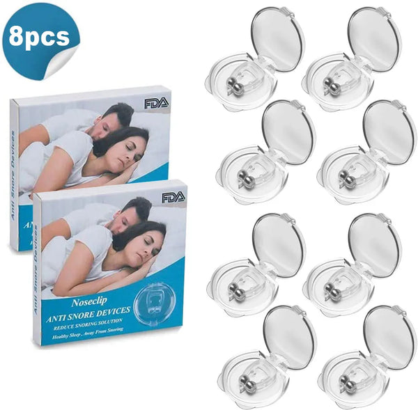 4/8pcs Silicone Magnetic Anti Snore Nose Clip Stop Snoring Sleep Tray Anti Snoring Clip Sleeping Aid Apnea Guard Night Device