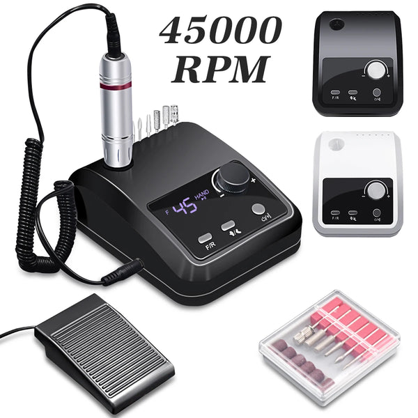 45000 RPM Electric Nail Drill Machine for Nails Electric File HD Display Metal Manicure Pen Professional nail lathe Sander