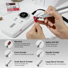 45000RPM Electric Nail Drill Machine With LCD Display Rechargeable Nail File Nails Accessories Gel Nail Polish Still Nail Machine Kit