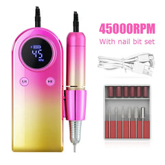 Nail Drill Machine 45000RPM Nail Salon Rechargeable Electric Nail Sander for Manicure Set Gel Nail Polish Professional