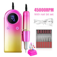 Nail Drill Machine 45000RPM Nail Salon Rechargeable Electric Nail Sander for Manicure Set Gel Nail Polish Professional