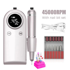 Nail Drill Machine 45000RPM Nail Salon Rechargeable Electric Nail Sander for Manicure Set Gel Nail Polish Professional