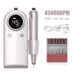 Nail Drill Machine 45000RPM Nail Salon Rechargeable Electric Nail Sander for Manicure Set Gel Nail Polish Professional