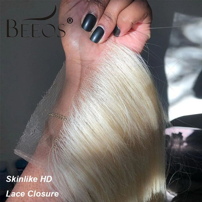 613 Blonde Skinlike 5X5 HD Lace Closure Only Straight Invisible 6X6 HD Lace Closure Pre plucked HD Transparent Lace Human Hair