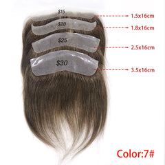 7# Brown Natural Human Hair Toupee Men Forehead Hairpiece Patch Invisible Seamless Ultra Thin Skin PU Men's Capillary Prosthesis