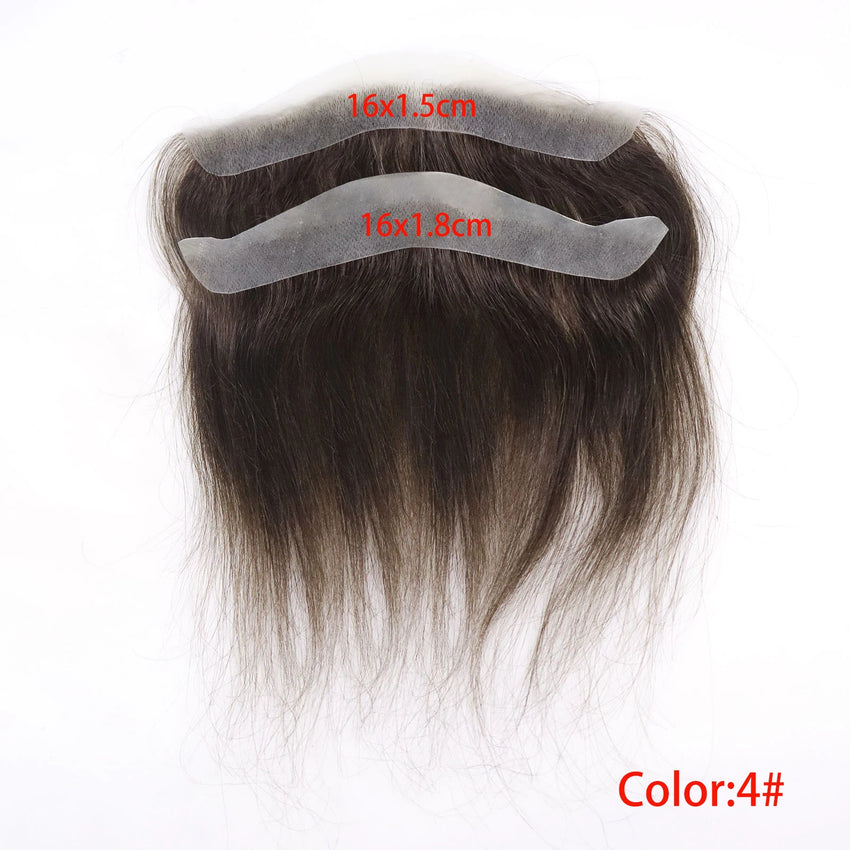 7# Brown Natural Human Hair Toupee Men Forehead Hairpiece Patch Invisible Seamless Ultra Thin Skin PU Men's Capillary Prosthesis