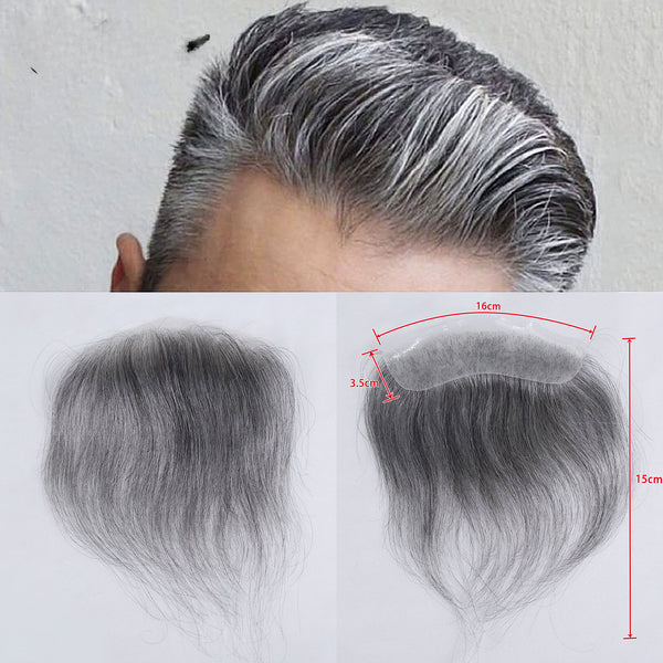 Grey Straight Man Toupee 1b 60V Style Frontal Hairline For Men Human Hair 0.06mm Ultra Thin Skin PU Men's Capillary Prosthesis