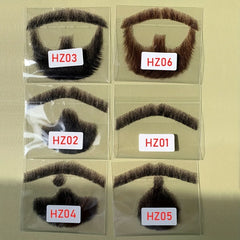 A Handmade Beard With Human Hair For Man Mustache Makeup for Film and Television Makeup Synthetic Fake Hair Cosplay Party Tools