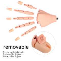 Adjustable Manicure Practice Hand Training Model Reusable Hand Model Bendable Finger With 200pcs Nail Tips For Beginner Practice