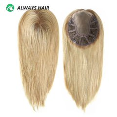 Alwayshair TP18 14&quot; Mono top Wig Topper for Women Straight Human Hair Women Toupee Clip in Toppers 120% Density Hair Pieces Hot