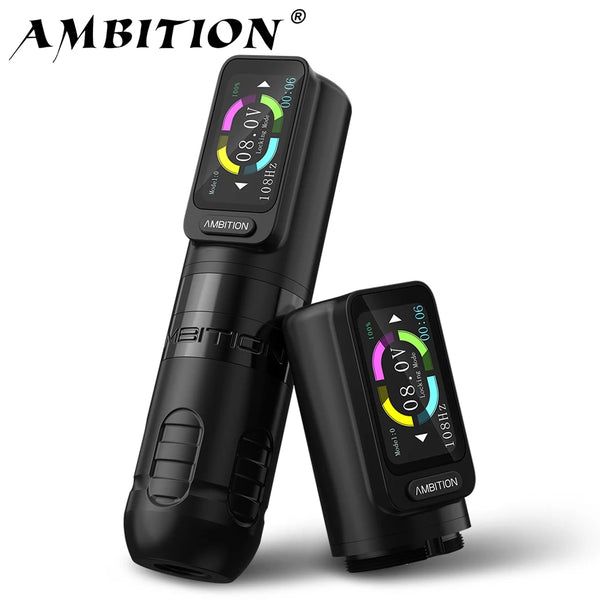 Ambition Zetton Wireless Tattoo Machine Pen Set Newest Straight Rod Structure Brushless Motor 2400mAh Battery 3.8mm 3.4mm Stroke