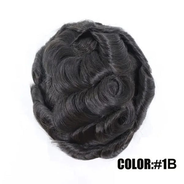 Australia Base Human Hair Toupee for Men Patch Natural Black French Lace Thin Skin Pu Male Wig's Hairpiece System Prosthesis