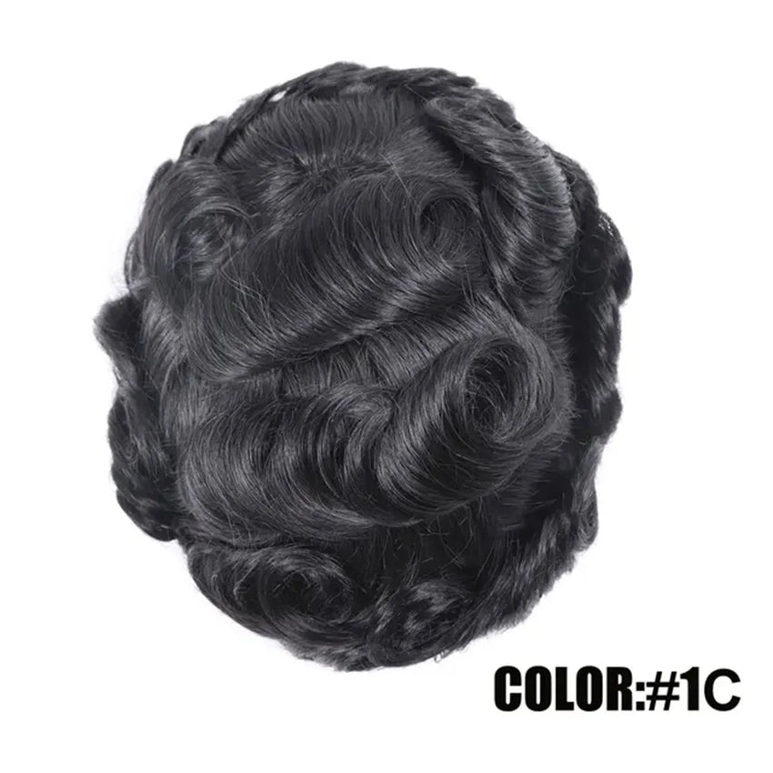 Australia Base Human Hair Toupee for Men Patch Natural Black French Lace Thin Skin Pu Male Wig's Hairpiece System Prosthesis