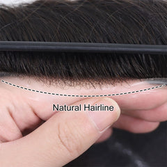 Australia Base Human Hair Toupee for Men Patch Natural Black French Lace Thin Skin Pu Male Wig's Hairpiece System Prosthesis