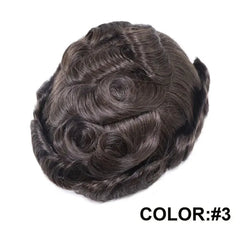 Australia Base Human Hair Toupee for Men Patch Natural Black French Lace Thin Skin Pu Male Wig's Hairpiece System Prosthesis